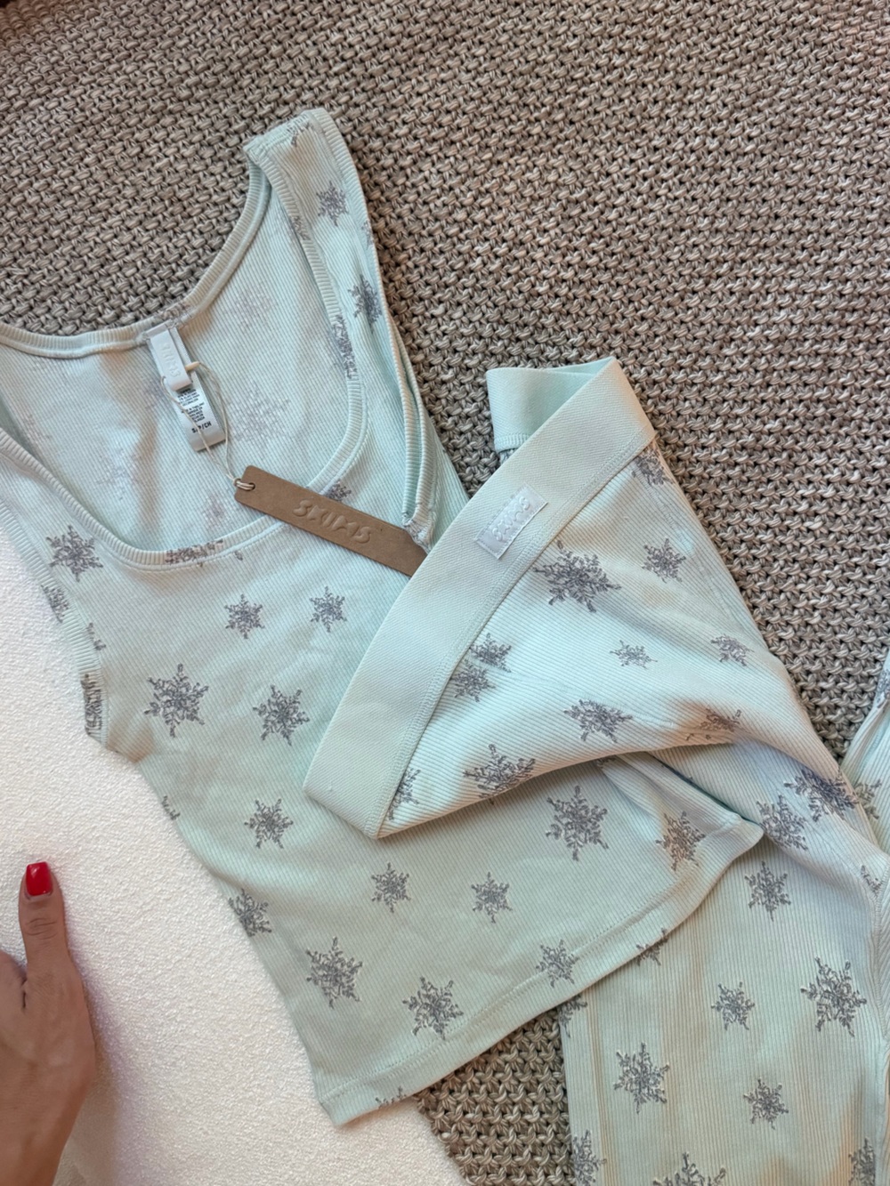 Skims Blue Snowflake Tank & Legging Bedtime Set